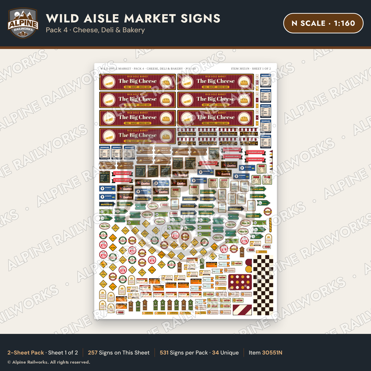 Alpine Railworks 30551N N Scale Roadside Signs - Jungle Grocery Store