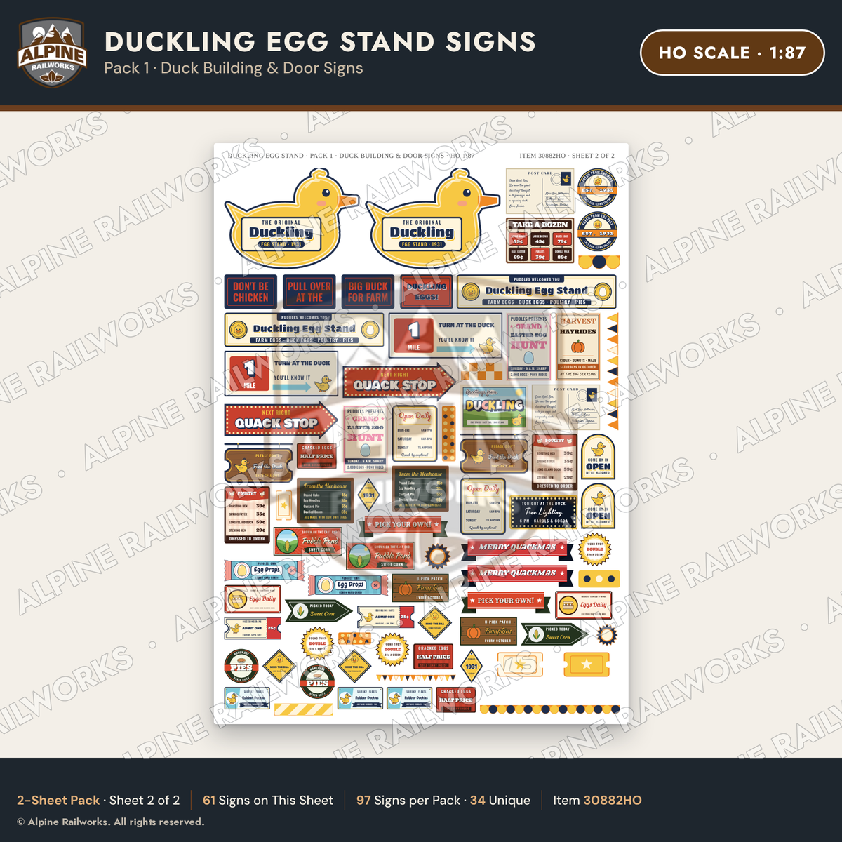 Alpine Railworks 30882HO HO Scale Roadside Signs - Giant Duck