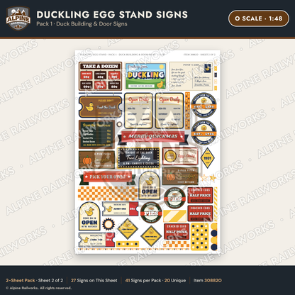 Alpine Railworks 30882O O Scale Roadside Signs - Giant Duck Farm Stand