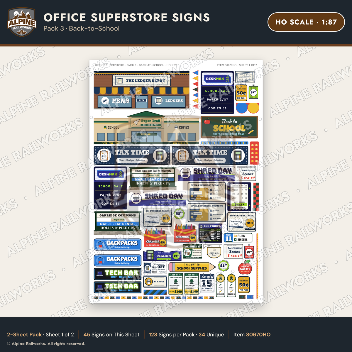 Alpine Railworks 30670HO HO Scale Office Superstore Signs