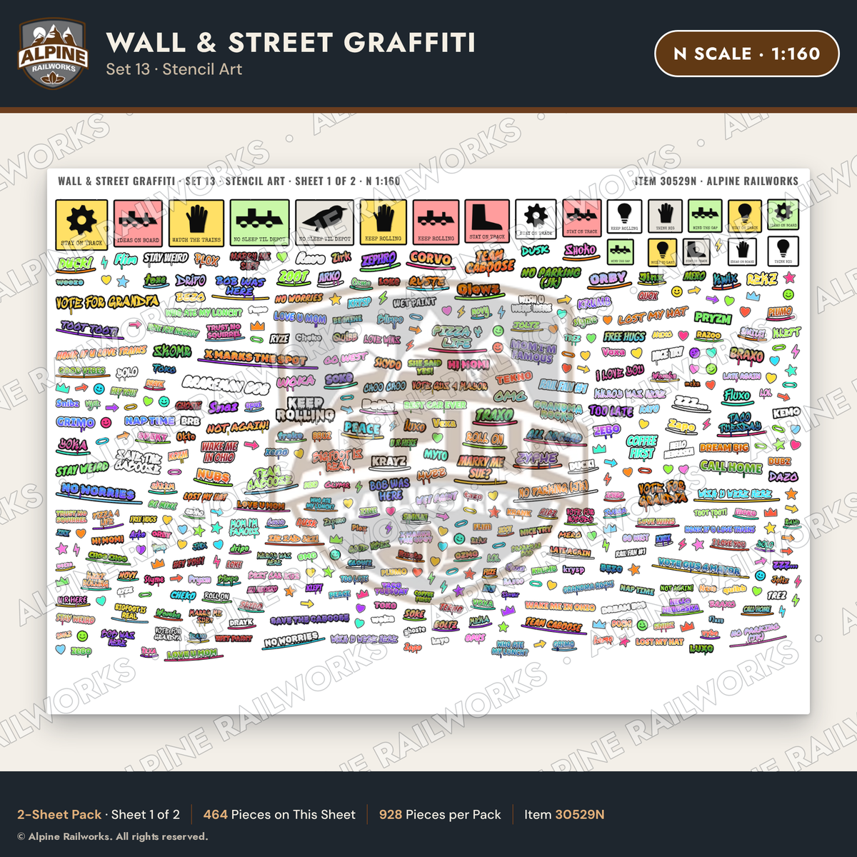 Alpine Railworks 30529N N Scale Wall & Street Graffiti Cut-Outs