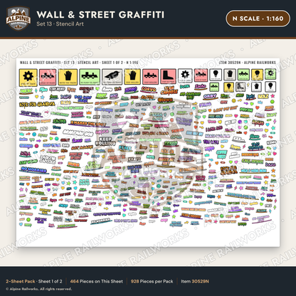 Alpine Railworks 30529N N Scale Wall & Street Graffiti Cut-Outs