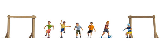 Noch 36817 N Scale Children on the Soccer Field (Football Ground) -- 6 Players, 2 Goals