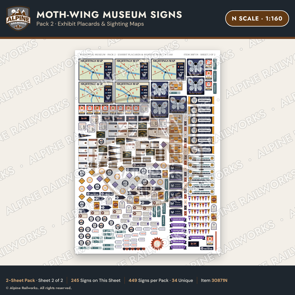 Alpine Railworks 30871N N Scale Roadside Signs - Mothman Museum
