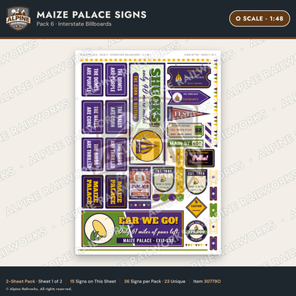 Alpine Railworks 30779O O Scale Roadside Signs - Corn Palace
