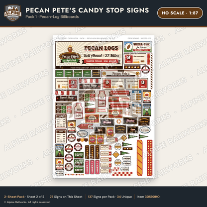 Alpine Railworks 30590HO HO Scale Roadside Signs - Pecan Candy Stop