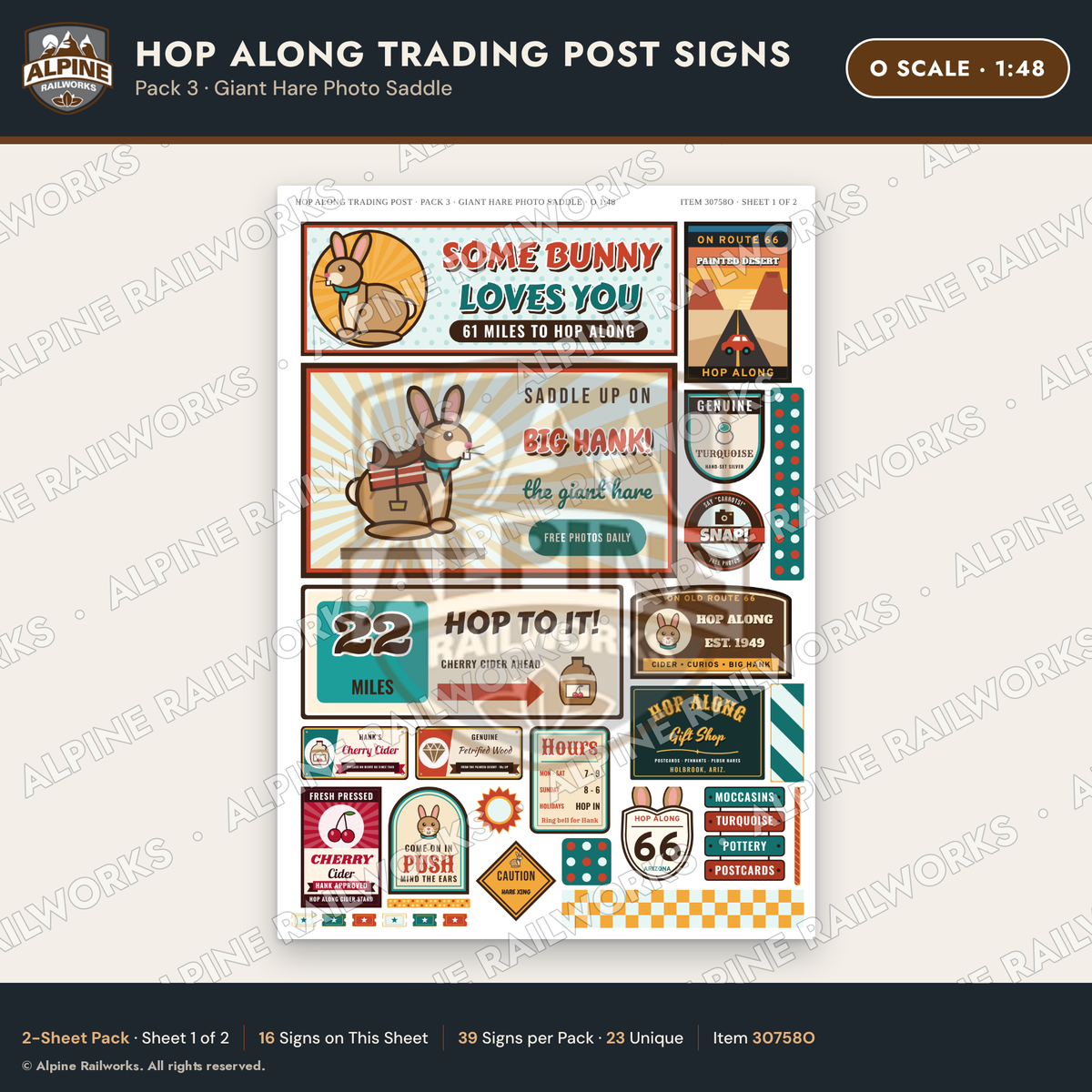 Alpine Railworks 30758O O Scale Roadside Signs - Trading Post