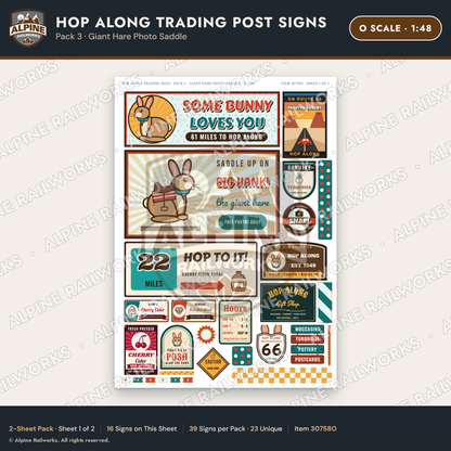 Alpine Railworks 30758O O Scale Roadside Signs - Trading Post