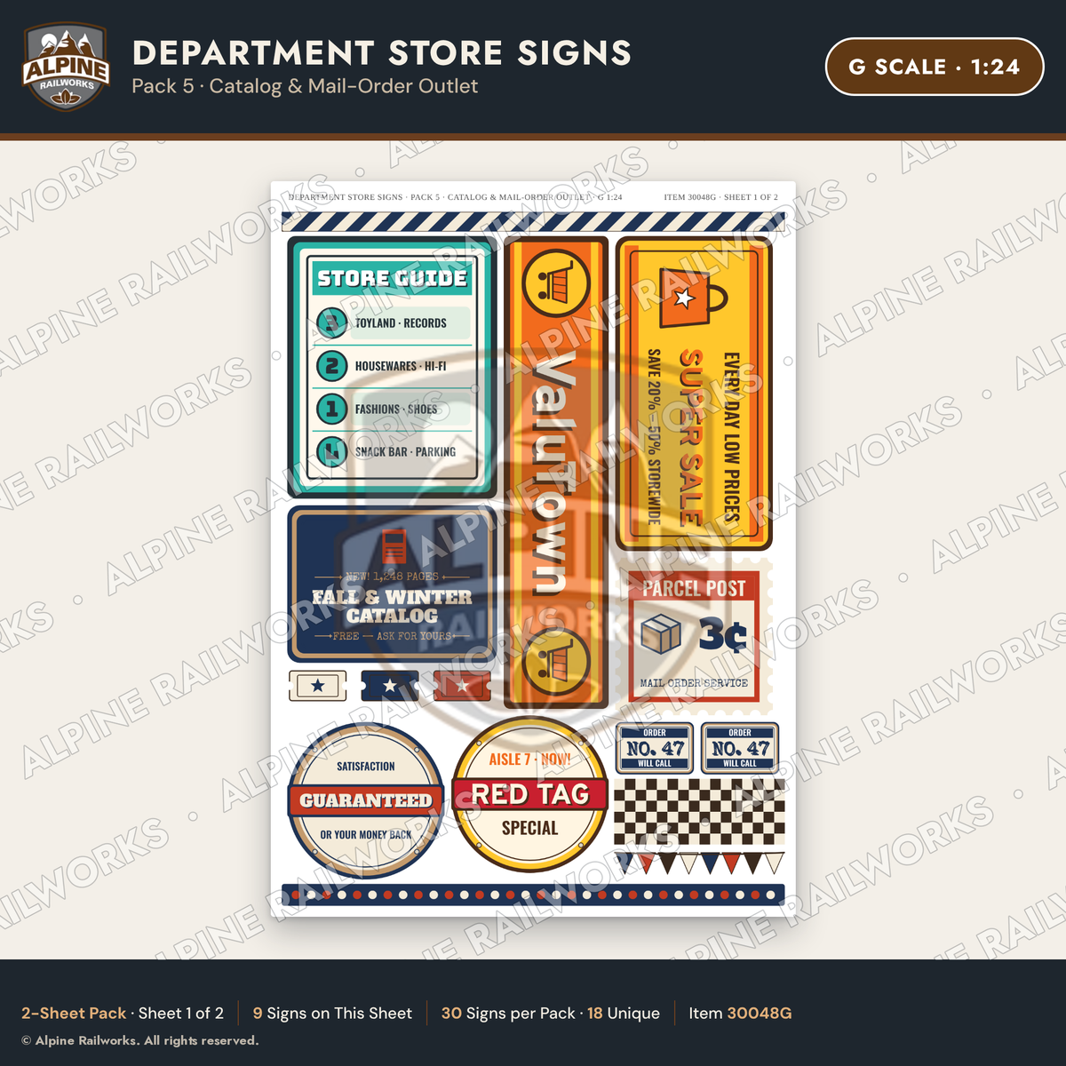 Alpine Railworks 30048G G Scale Department Store Signs - Catalog