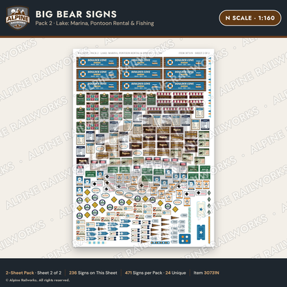 Alpine Railworks 30731N N Scale Tourist Signs - Big Bear Lake - Marina