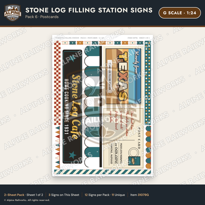 Alpine Railworks 31079G G Scale Roadside Signs - Petrified Wood
