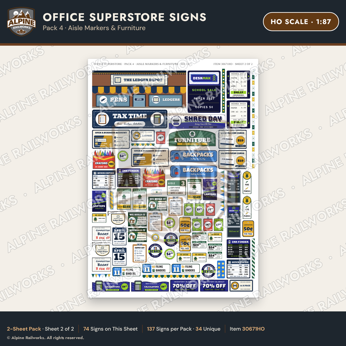 Alpine Railworks 30671HO HO Scale Office Superstore Signs