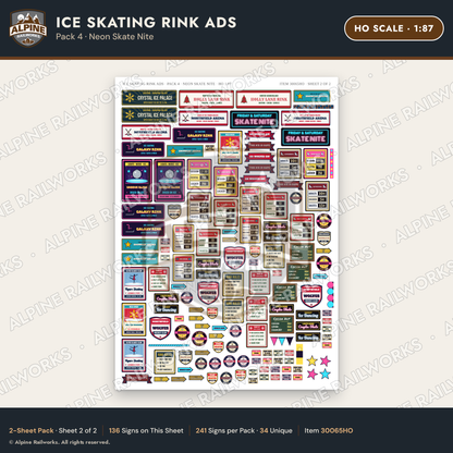 Alpine Railworks 30065HO HO Scale Ice Skating Rink Ads
