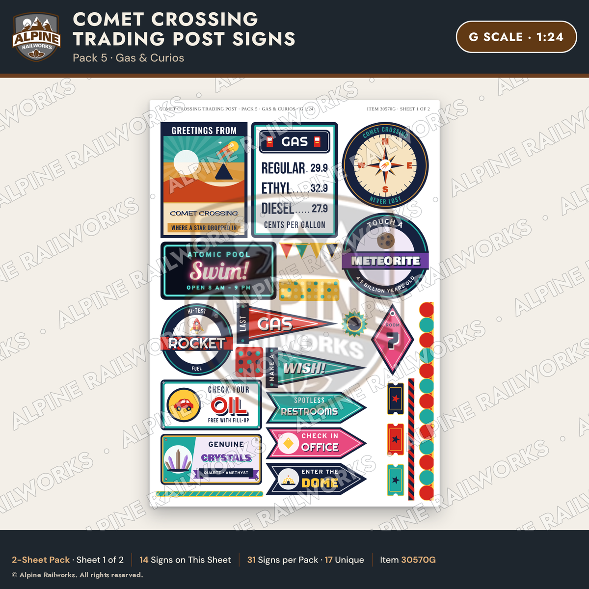 Alpine Railworks 30570G G Scale Roadside Signs - Meteor Trading Post