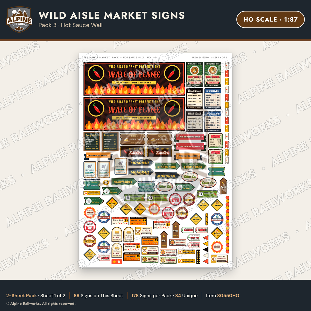 Alpine Railworks 30550HO HO Scale Roadside Signs - Jungle Grocery