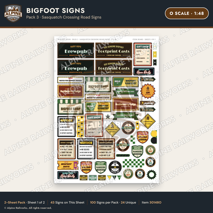 Alpine Railworks 30148O O Scale Bigfoot Signs