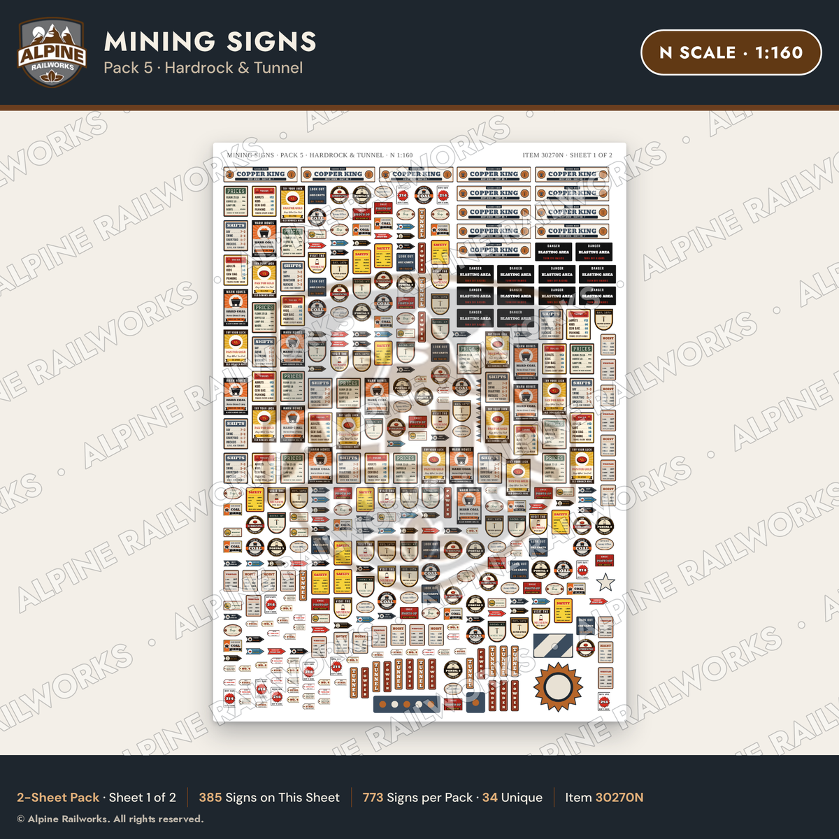 Alpine Railworks 30270N N Scale Mining Signs - Hardrock & Tunnel