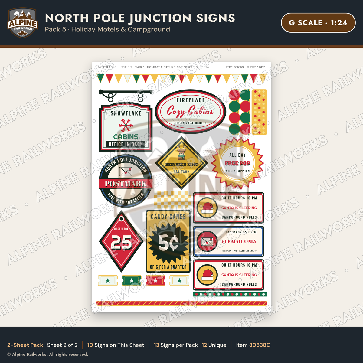 Alpine Railworks 30838G G Scale Roadside Signs - Christmas Town