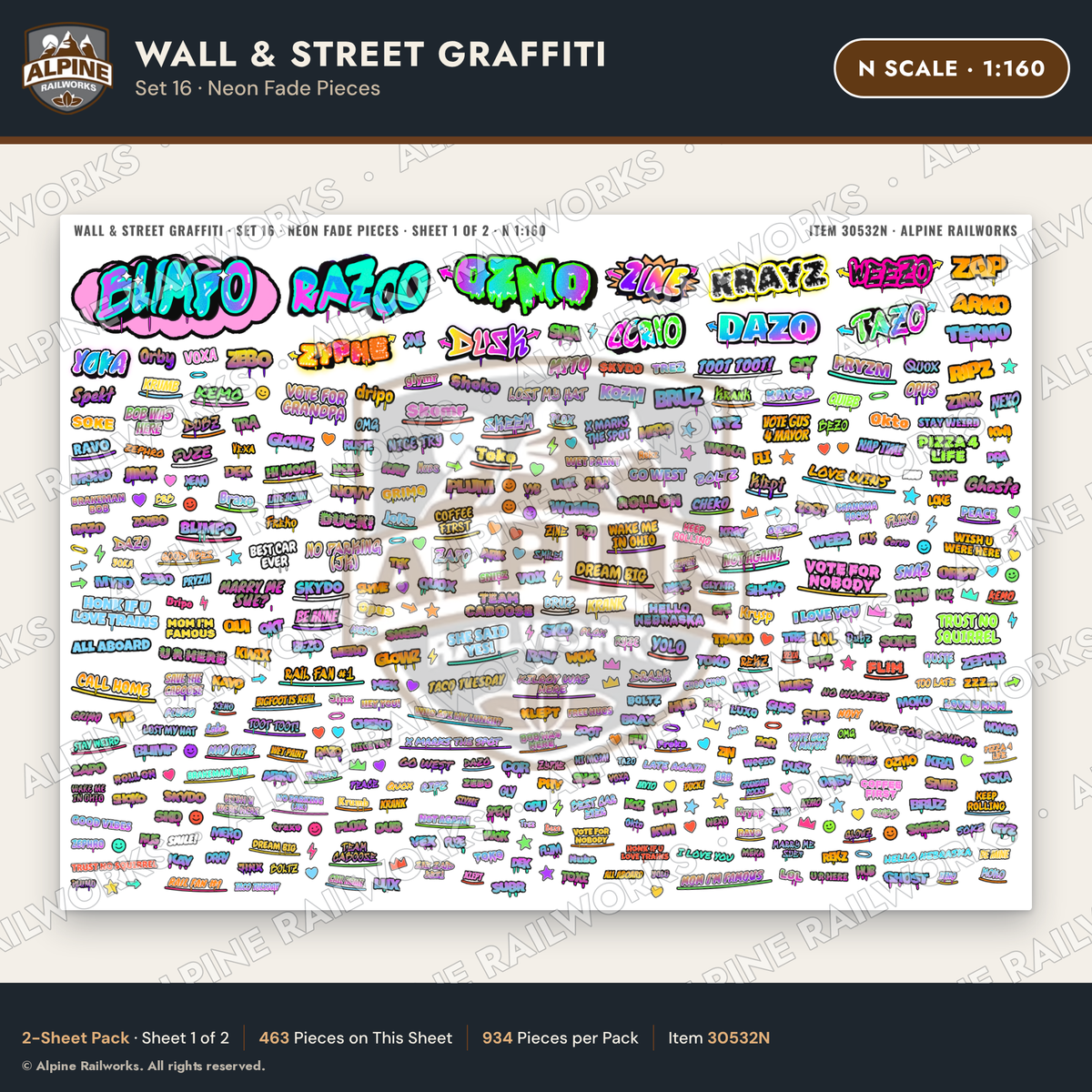 Alpine Railworks 30532N N Scale Wall & Street Graffiti Cut-Outs