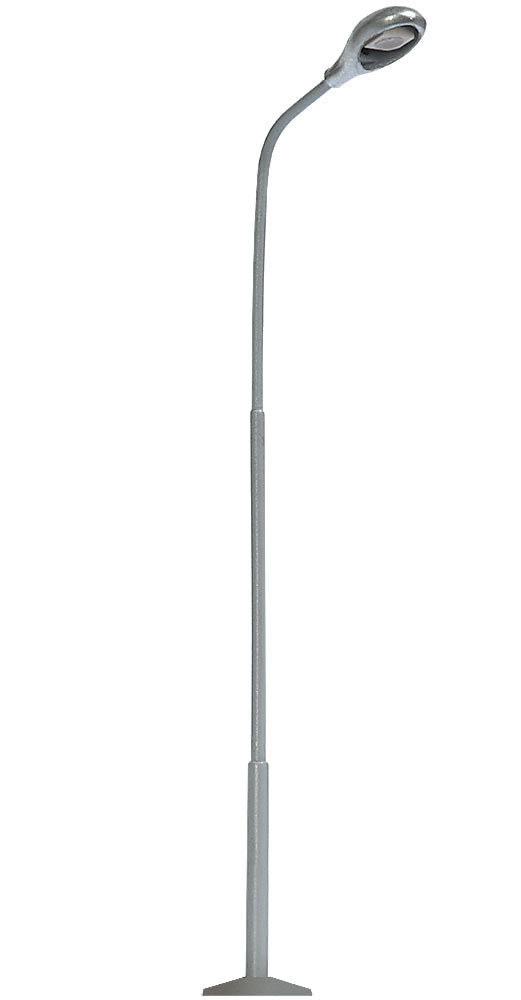 Busch 4155 HO Scale Metal-Mast Street Light w/White LED -- Silver - 3-1/2"  8.9cm Tall