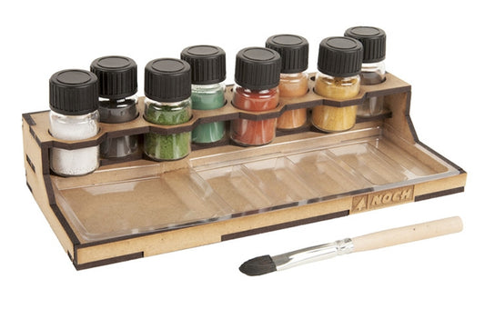 Noch 61169 All Scale Weathering Powder Assortment Rack, Mixing Palette, Bottle