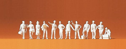 Preiser 77101 1/144 Scale Military - US Army/Army Air Force WWII - Figures -- Assorted Pilots, Crew, Passengers (Unpainted; pkg(12)