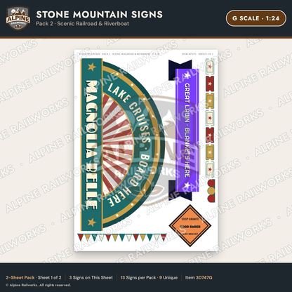 Alpine Railworks 30747G G Scale Tourist Signs - Stone Mountain