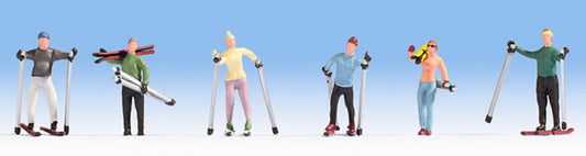 Noch 15827 HO Scale Recreation & Sports -- Skiers pkg(6) (Two Female, Four Male)