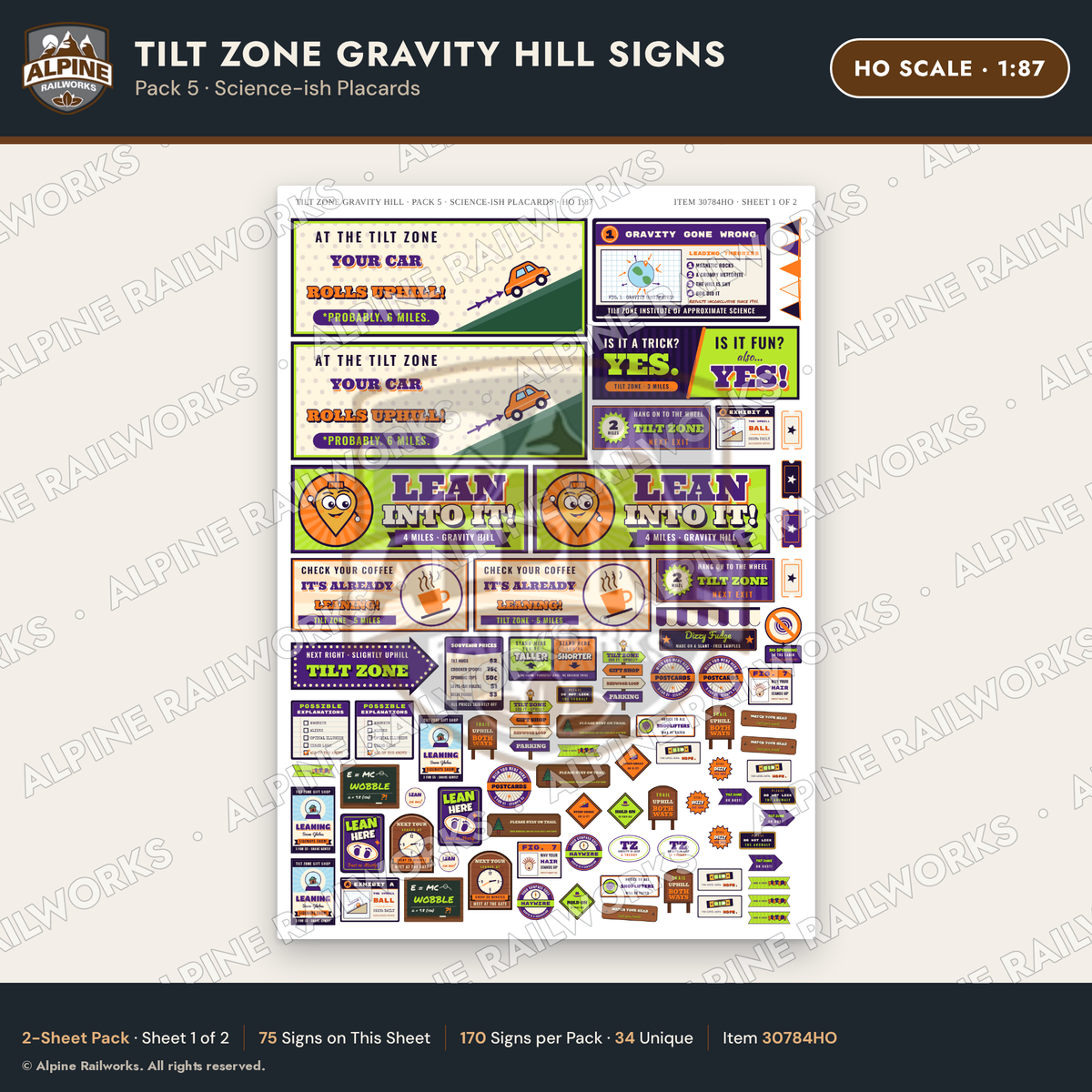 Alpine Railworks 30784HO HO Scale Roadside Signs - Mystery Spot