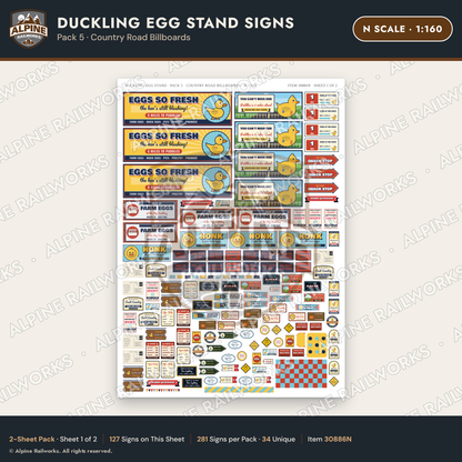 Alpine Railworks 30886N N Scale Roadside Signs - Giant Duck Farm Stand