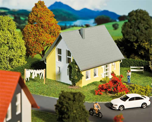 Faller 130317 HO Scale Single-Family House (yellow, white) - Kit