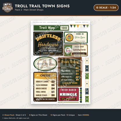 Alpine Railworks 31099G G Scale Roadside Attraction Signs - Troll Town