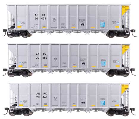 Walthers Mainline 910-56868 HO Scale 50' RD-4 Hopper 3-Pack RTR AEPX #20433–20467