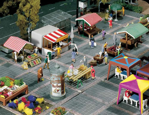 Faller 272533 N Scale Market Stands & Cart