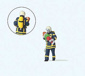 Preiser 28251 HO Scale Modern Firefighter Saving Child Individual Figure