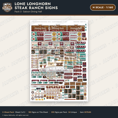 Alpine Railworks 30764N N Scale Roadside Signs - Big Steakhouse