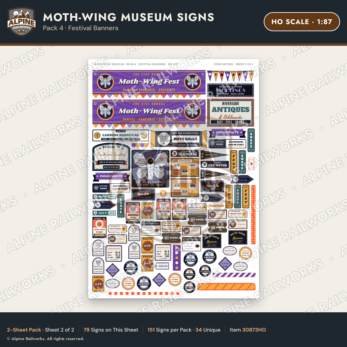 Alpine Railworks 30873HO HO Scale Roadside Signs - Mothman Museum