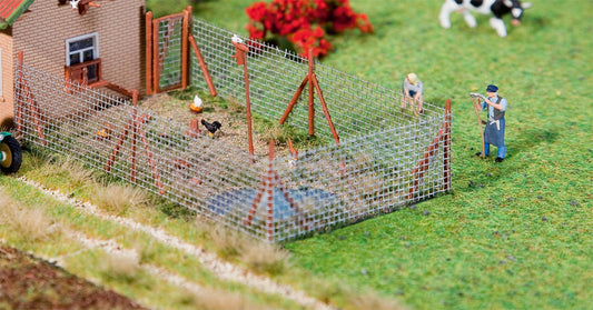 Faller 180414 HO Scale Wire Mesh Fence w/Wood Poles, 340 mm Kit