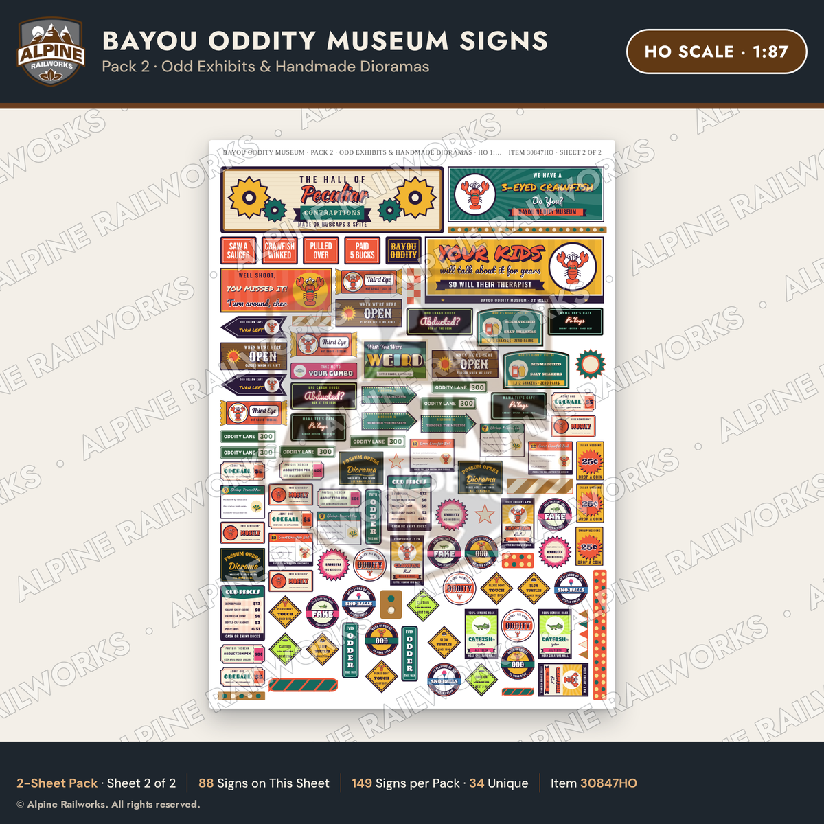 Alpine Railworks 30847HO HO Scale Roadside Signs - Oddity Museum