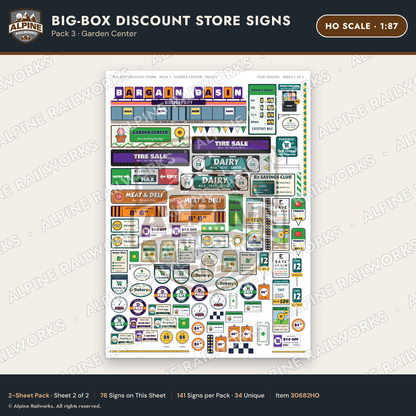 Alpine Railworks 30682HO HO Scale Big-Box Discount Store Signs