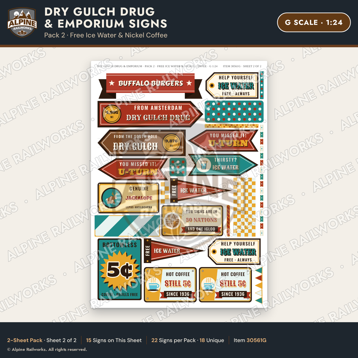 Alpine Railworks 30561G G Scale Roadside Signs - Western Drug Store
