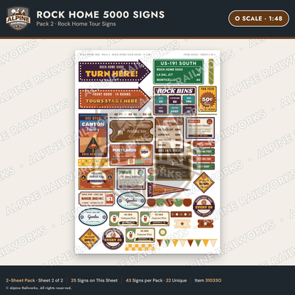 Alpine Railworks 31033O O Scale Roadside Signs - Cliff Rock House