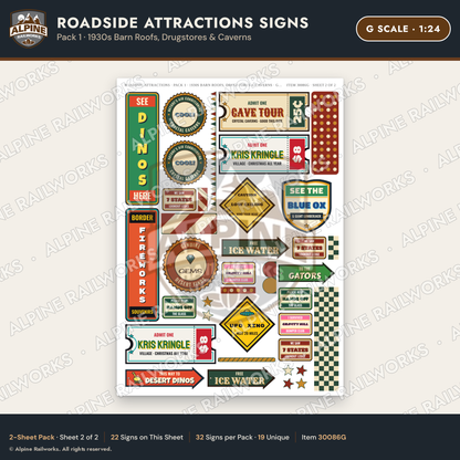 Alpine Railworks 30086G G Scale Roadside Attractions Signs