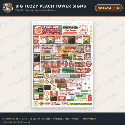 Alpine Railworks 30935HO HO Scale Roadside Signs - Peach Water Tower