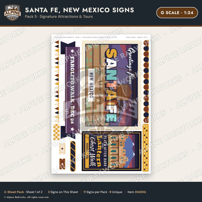 Alpine Railworks 31420G G Scale Santa Fe NM Signs - Attractions