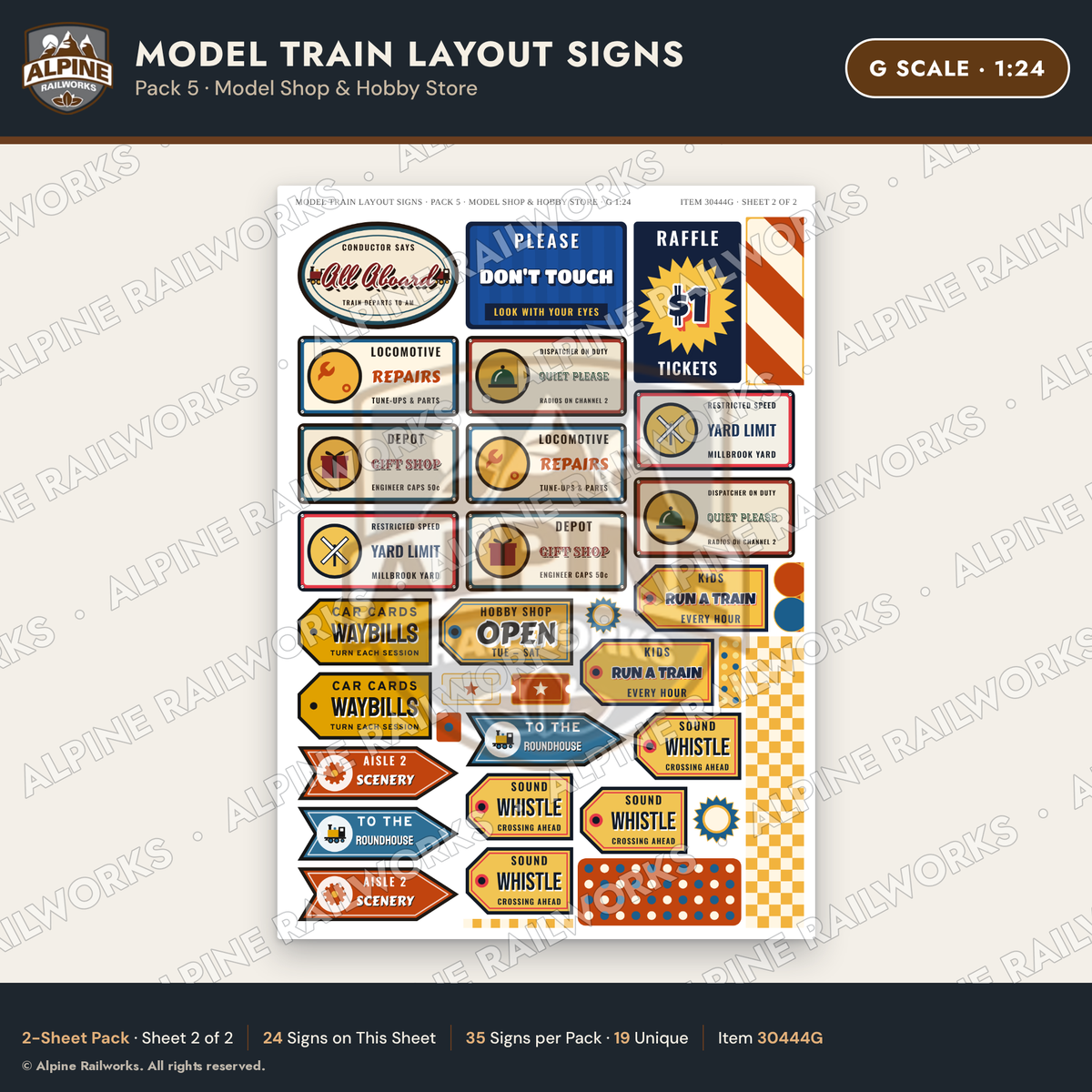 Alpine Railworks 30444G G Scale Model Train Layout Signs - Model Shop