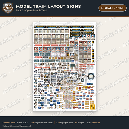 Alpine Railworks 30442N N Scale Model Train Layout Signs - Operations