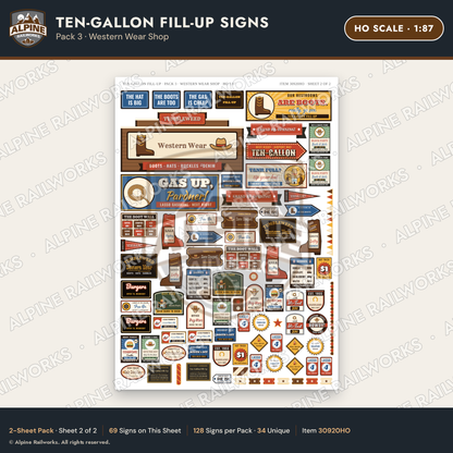 Alpine Railworks 30920HO HO Scale Roadside Signs - Cowboy Hat