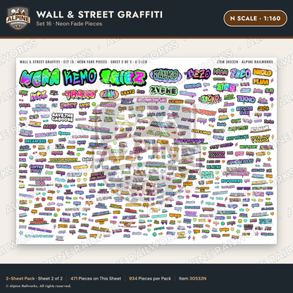 Alpine Railworks 30532N N Scale Wall & Street Graffiti Cut-Outs