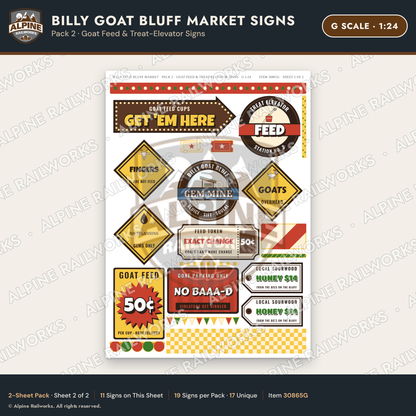 Alpine Railworks 30865G G Scale Roadside Signs - Goats on the Roof